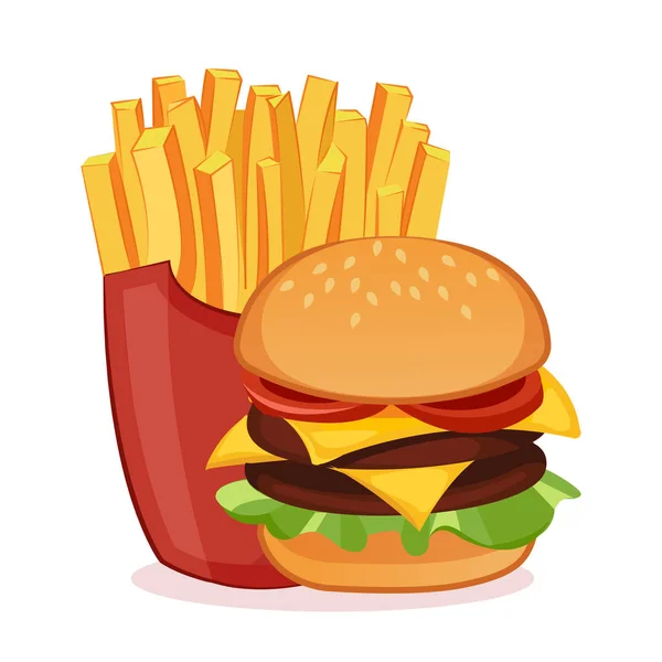 Гамбургер и картошка фри — стоковый вектор