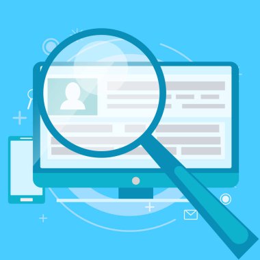 Hesap denetim afiş. Bir bilgisayar bir büyüteç ile de işaret etti. 