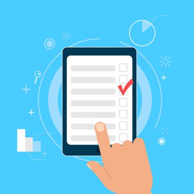 Anket araştırma. Tablet üzerinde bir seçim yapmak