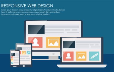 Dizüstü bilgisayar, masaüstü, tablet ve cep telefonu gibi duyarlı web tasarım.