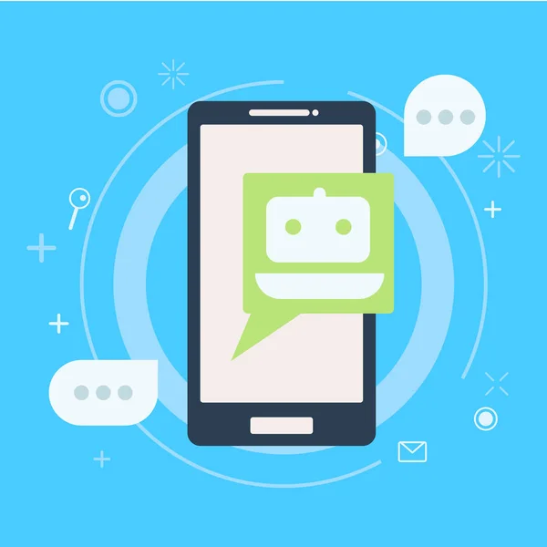 Chat bot op telefoon. — Stockvector