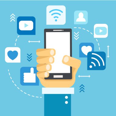 Sosyal medya afiş. Kutsal kişilerin resmi ile telefon