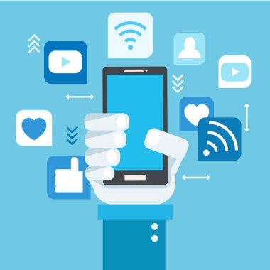 Sosyal medya afiş. Kutsal kişilerin resmi ile telefon