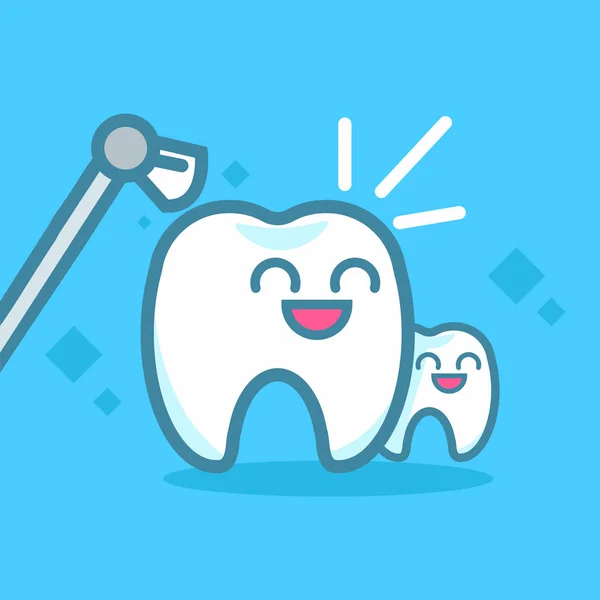 Dentistry Banner Cleaning Teeth. Cute kawaii characters — Stock Photo, Image