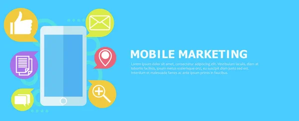 Mobile Marketing Banner. Telefon mit Icon Mail — Stockvektor