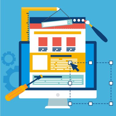 Web sitesi geliştirme afiş. Bilgisayar constuctor araçları ile
