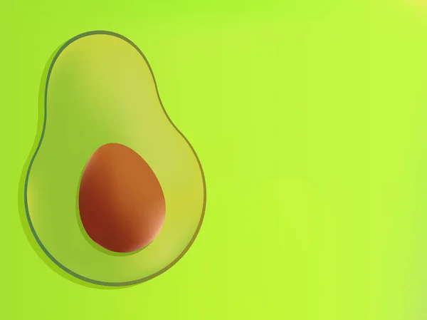 Grüner Hintergrund mit realistischer Avocado und Platz für Text. Banner. — Stockvektor