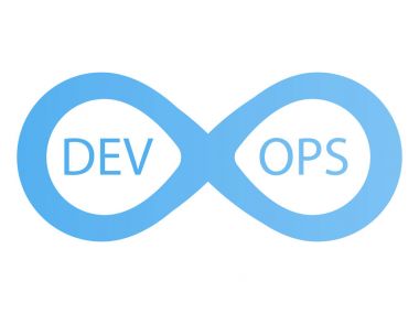 Devops logo. Sonsuz mavi oklarla iz