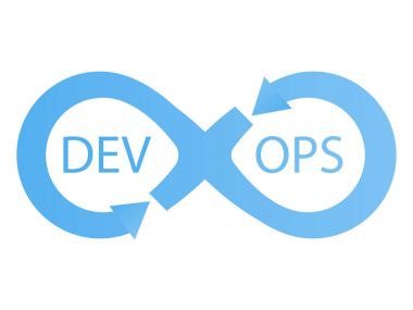 Devops logo. Sonsuz mavi oklarla iz