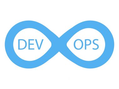 Devops logo. Sonsuz mavi oklarla iz