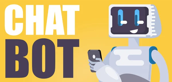 Ücretsiz sohbet Bot yatay Banner. Robot telefon, iletilere yanıt verir tutar