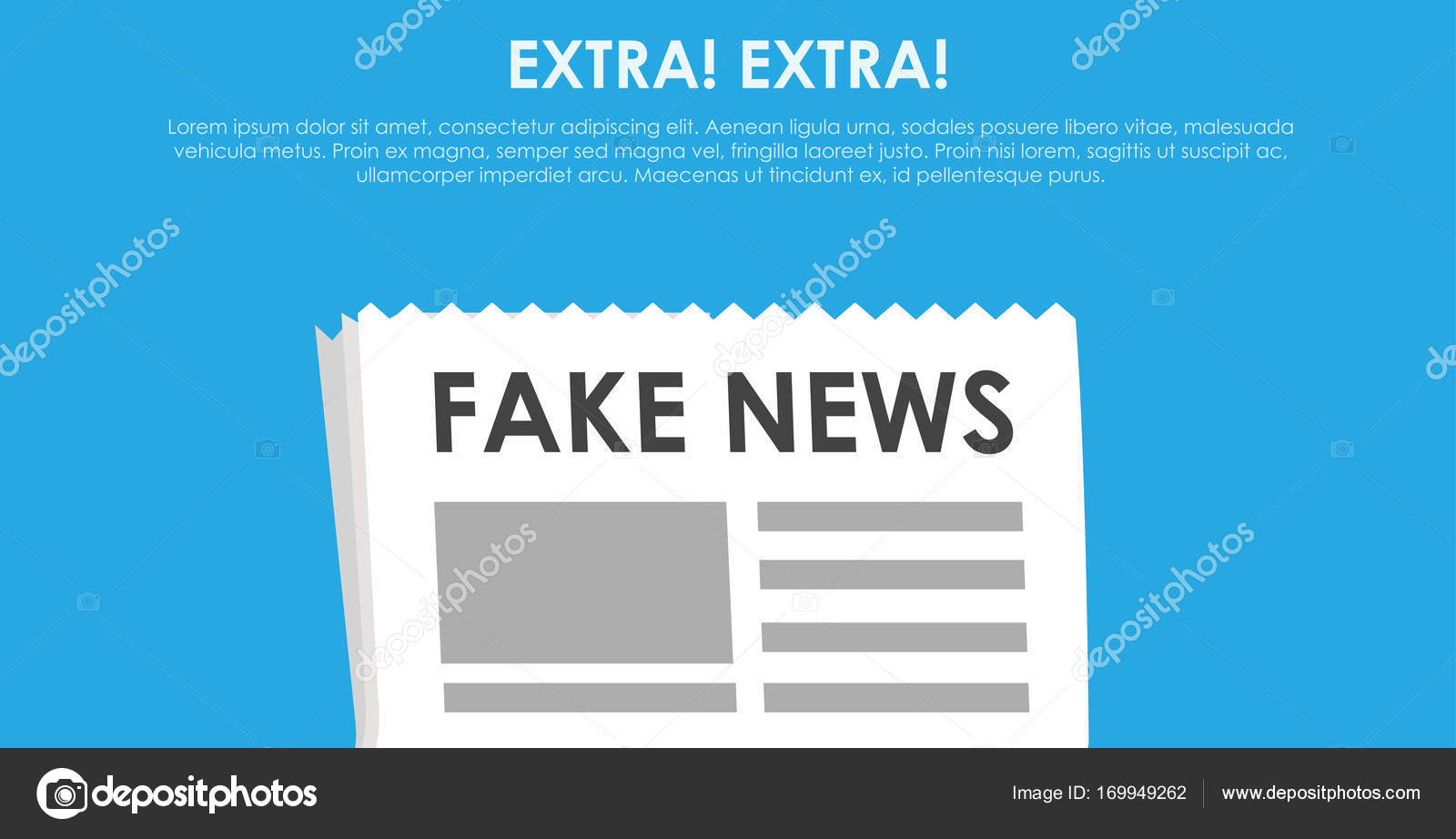 fake news banner blue background with newspaper and speaker stock banner graphic newspaper