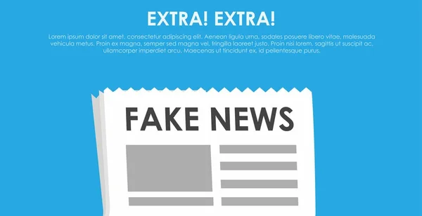 Fake News Banner. blauer Hintergrund mit Zeitung und Lautsprecher — Stockvektor