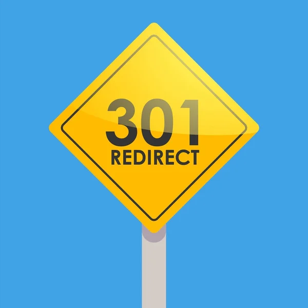 Żółty znak drogowy na niebieskim tle. 302 przekierowanie do przekierowywania użytkowników witryny — Wektor stockowy
