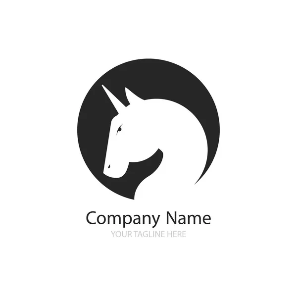 Logo mit einem Einhorn für Ihr Unternehmen. Pegasus-Symbol. Gefälle flach veranschaulichen. — Stockvektor
