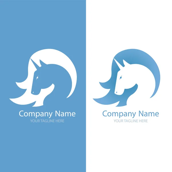 Logo mit einem Einhorn für Ihr Unternehmen. Pegasus-Symbol. Gefälle flach veranschaulichen. — Stockvektor