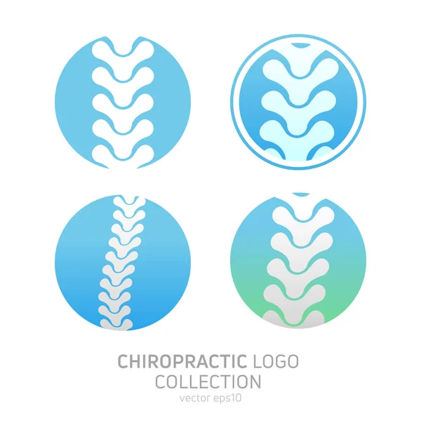 Manuele therapie logo instellen Chiropractie en andere alternatieve geneeskunde. Spreekkamer, opleidingen — Stockvector