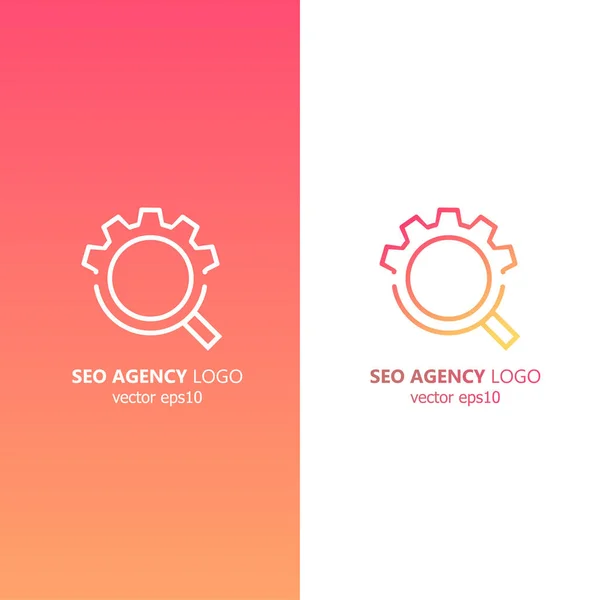 Логотип сео-агенції. Магнітне скло з шестернею. Пошук і налаштування — стоковий вектор