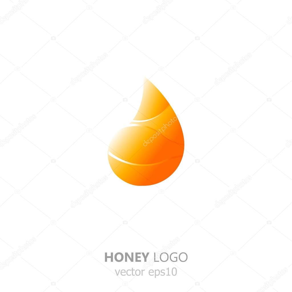 A golden drop of honey. Sweet logo for the company. Vector gradient illustration