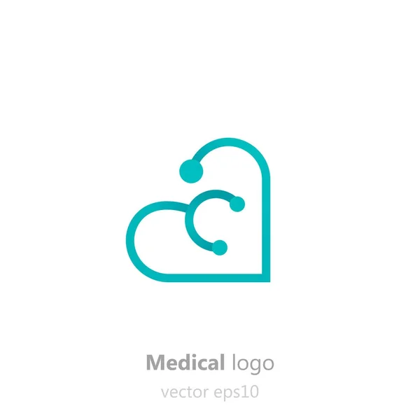 Concepto Logotipo médico.Estetoscopio en forma de corazón. Logotipo para clínica, hospital o médico — Archivo Imágenes Vectoriales