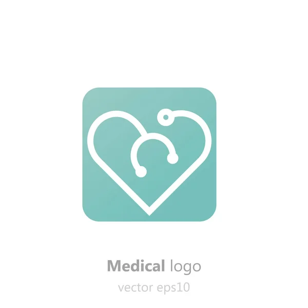 Concept medische logo. Stethoscoop in de vorm van hart. Logo voor kliniek, ziekenhuis of Arts — Stockvector