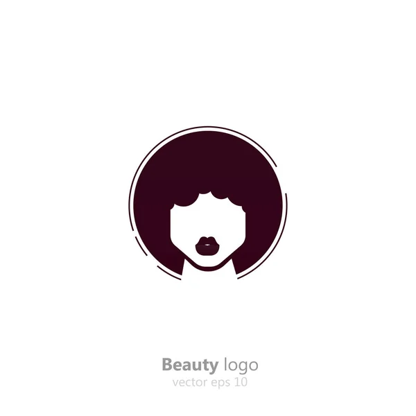 Salon logo. For women with dark skin. Afro hairstyles beauty logotype — Stock Vector