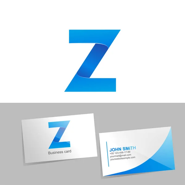 Gradient logo with the letter Z of the logo. Mockup business card on white background. The concept of technology element design — Stock Vector