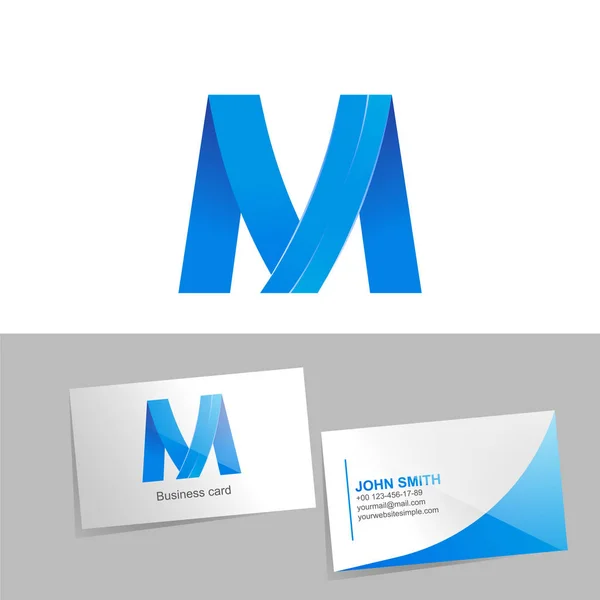 Gradient logo with the letter M of the logo. Mockup business card on white background. The concept of technology element design