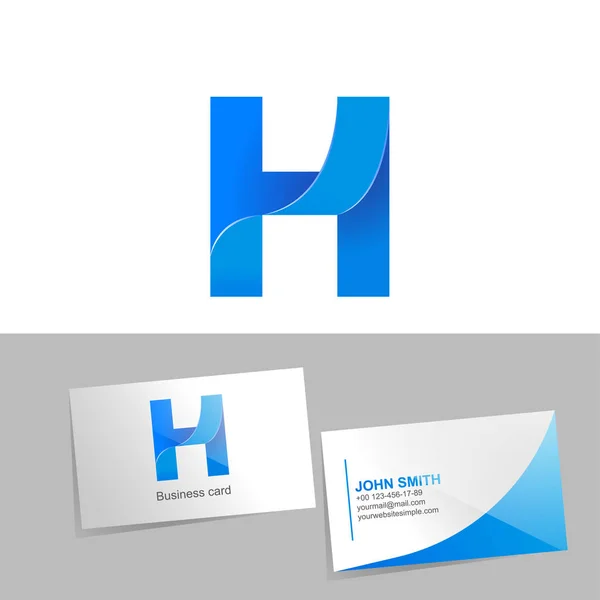 Gradient logo with the letter H of the logo. Mockup business card on white background. The concept of technology element design — Stock Vector