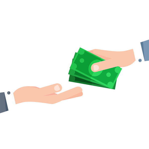 Оплата наличными. Финансирование, взятка, пожертвование, концепция зарплаты. Доллары в руке
