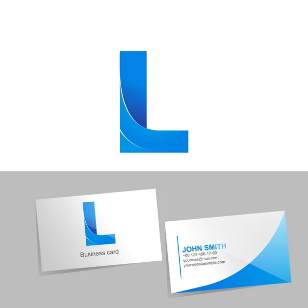 Gradient logo with the letter L of the logo. Mockup business card on white background. The concept of technology element design — Stock Photo, Image