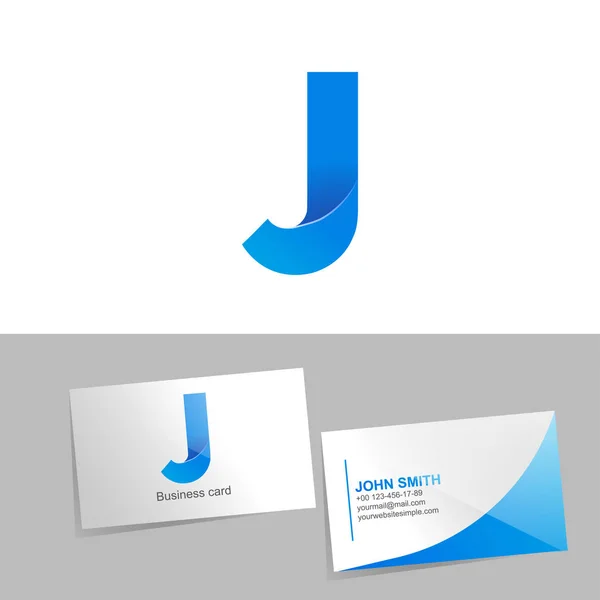 Gradient logo with the letter J of the logo. Mockup business card on white background. The concept of technology element design — Stock Photo, Image