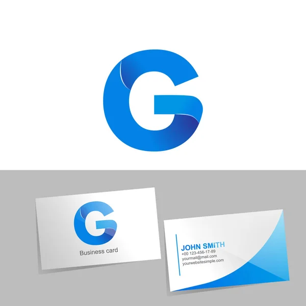 Logotipo gradiente com a letra G do logotipo. Cartão de visita Mockup em fundo branco. O conceito de design de elementos tecnológicos — Fotografia de Stock