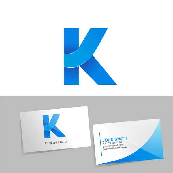 Kleurovergang logo met de letter K van het logo. Mockup visitekaartje op witte achtergrond. Het concept van technologieontwerp element — Stockfoto