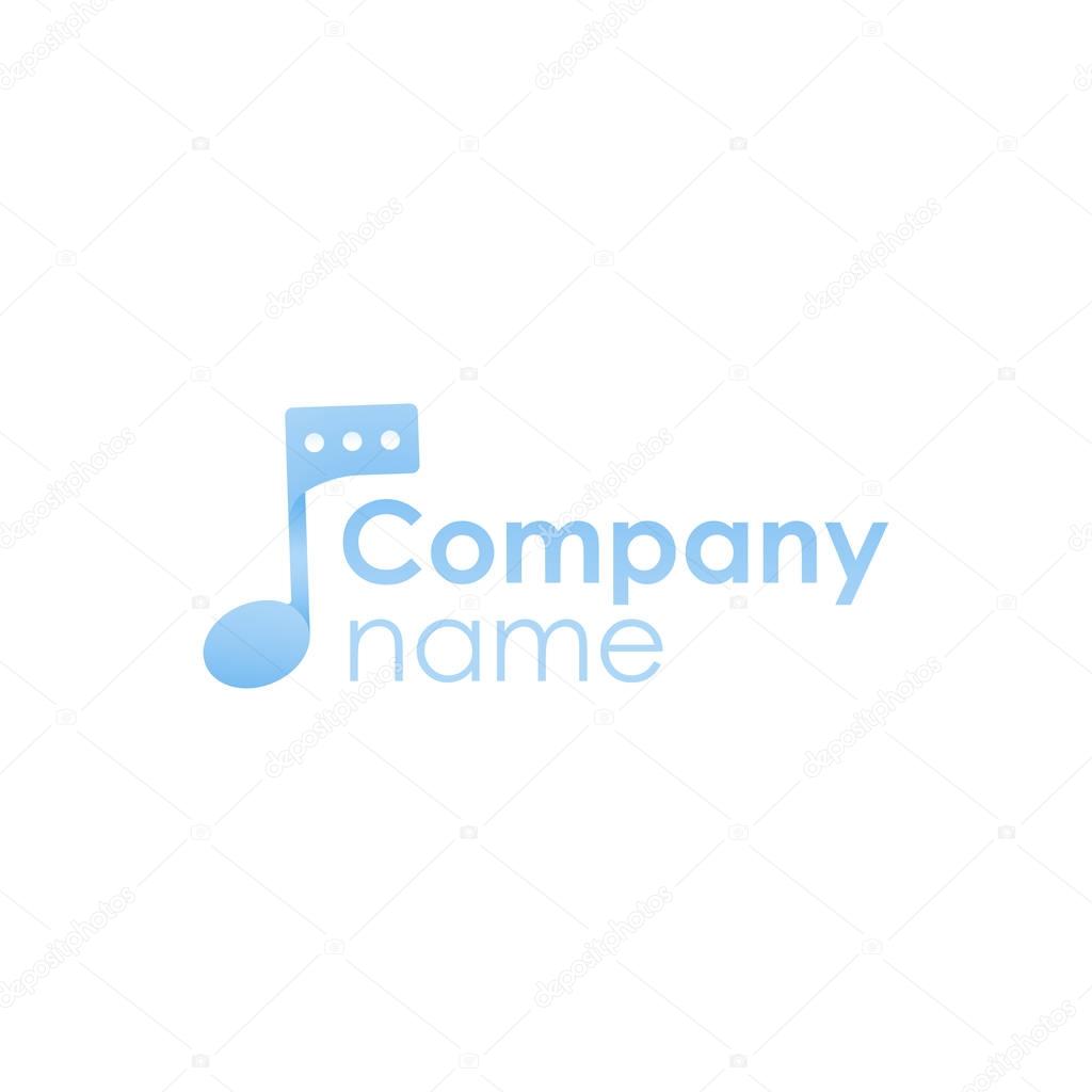 Social network for musicians. Logo with a musical note and message