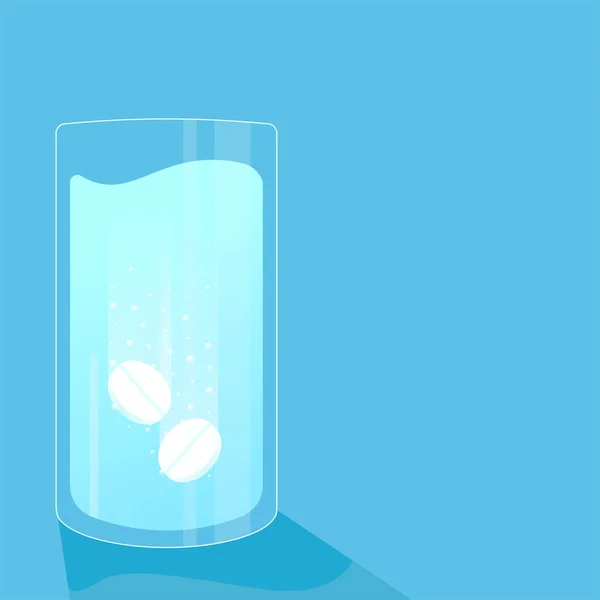 Een glas water met pillen. Verdoving medicatie — Stockvector