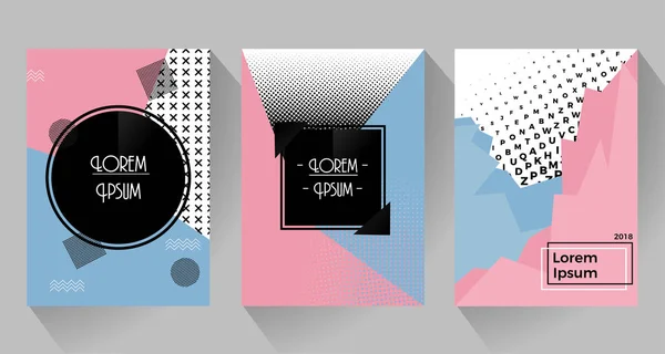 Abstraktes Retro-Design von Plakaten und Flyern. rosa und blauer Ton mit Halbton — Stockvektor