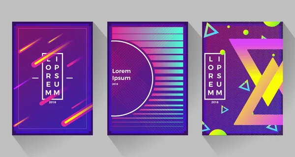 Neon retro arka. Farklı şekillerdeki poster