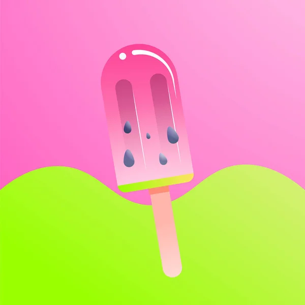 夏スイカのアイスクリーム、おいしい甘い食べ物 — ストックベクタ