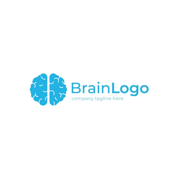 Logo creativo del cerebro de tecnología azul. Concepto de logotipo. Educación y mente humana — Vector de stock