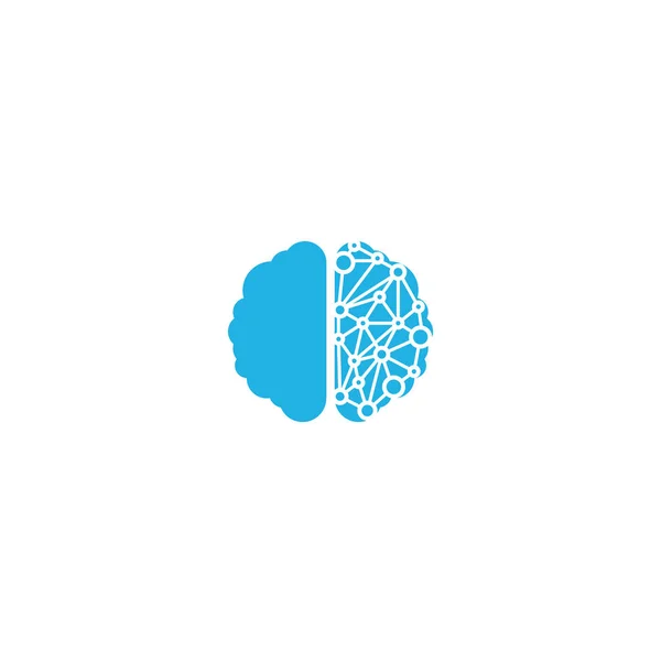 Logo créatif cerveau technologie bleue. Concept de logotype. Éducation et esprit humain — Image vectorielle