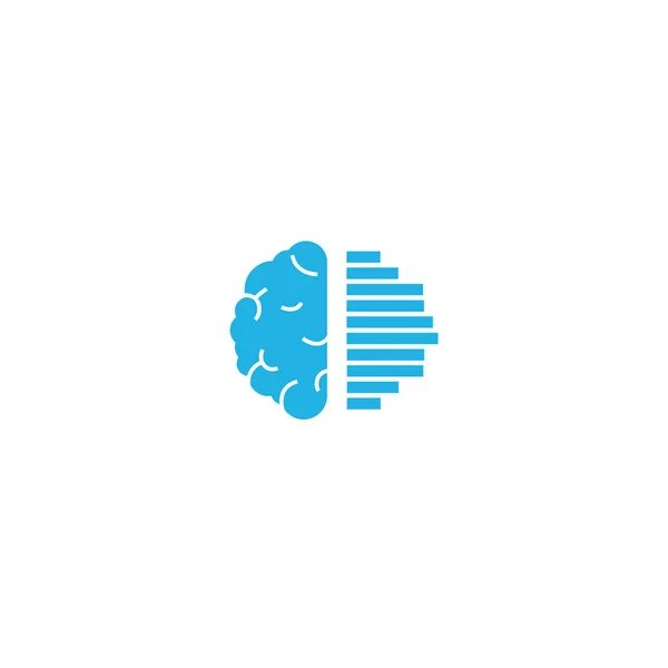 Logo creativo del cerebro de tecnología azul. Concepto de logotipo. Educación y mente humana — Vector de stock