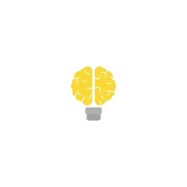Cerebro con bombilla logotipo creativo. Concepto de logotipo. Educación y mente humana — Vector de stock