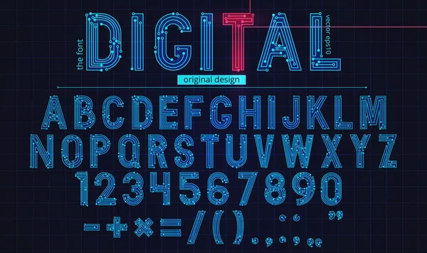 Tecnología de tipo simple diseño tecnológico. Alfabeto tipográfico vectorial. Futura tipografía. Fuente geométrica moderna. Estilo futurista . — Vector de stock