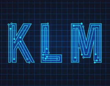 Teknoloji basit tip teknoloji tasarımı. Vektör yazı dizisi alfabesi. Geleceğin yazı karakteri seti. Geometrik modern yazı tipi. Gelecekçi stil.