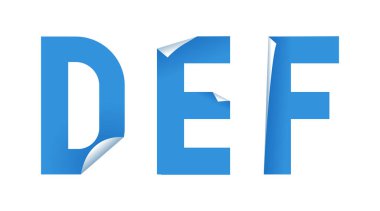 Beyaz arkaplanda kağıt sanatı tarzında etiket yazı tipi. Vektör tipi resimleme seti.