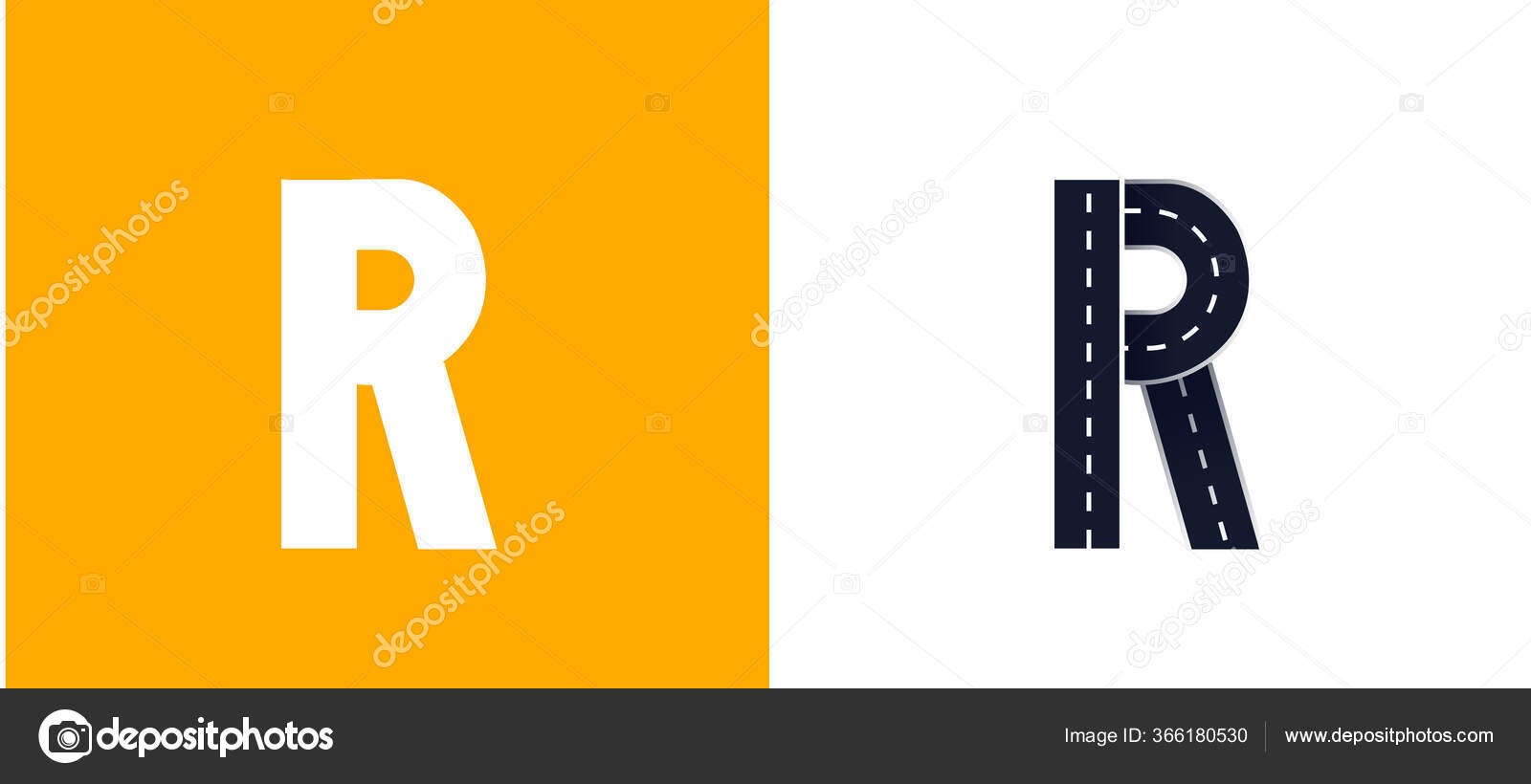 Letter R Road Font Typography Vector Design With Street Lines On White And Yellow Background Vector Image By C Annetdebar Vector Stock
