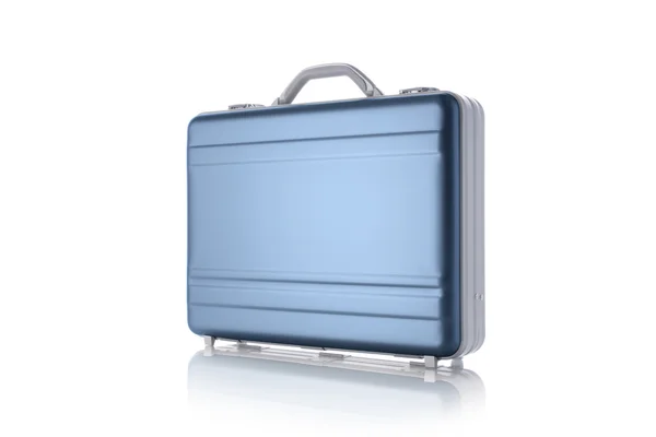 Metal blue briefcase isolated on the white — Stock Photo, Image