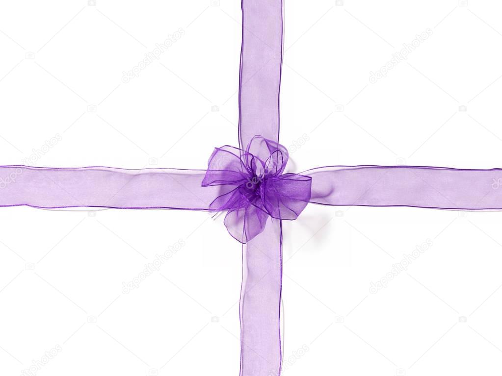close up of a silk transparent ribbon knot