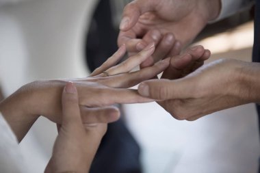 Just Married - Close-up of Bride & Groom Holding Hands